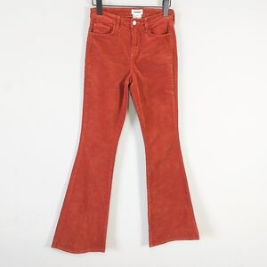 L'agence Women High Rise Earthy Retro Velvet Flared Pant Size 26 Rust Orange